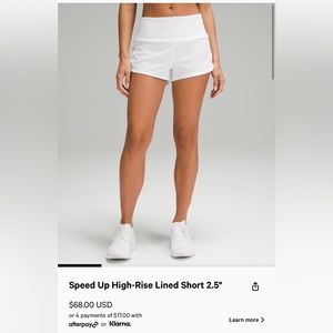 Lululemon speed up high-rise lined shorts 2.5”